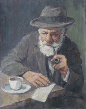 Old Man Smoking Pipe by Ludovic Bassarab